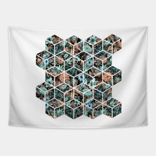 Floral Dreamy Pattern Caramel Turquoise Tapestry