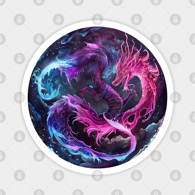 Guardian of the Night: Moonlit Dragon Circle Magnet by SupportTrooper