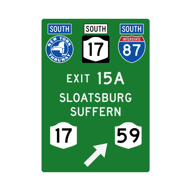 New York Thruway Southbound Exit 15A: Sloatsburg Suffern Rte 17 59 by MotiviTees