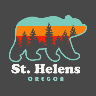 St. Helens Oregon Mountain View Bear Retro Outdoors T-Shirt