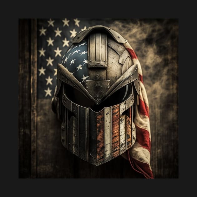 American Flag Spartan Helmet Art by Jades-Corner