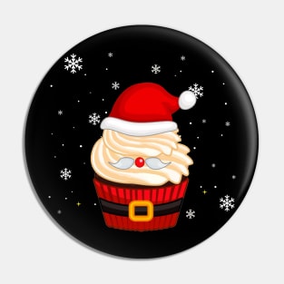 Cute Santa Cupcake Christmas Pin