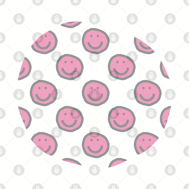 Prism Pink Round Happy Face with Smile Pattern by ellenhenryart