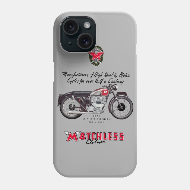 1951 Matchless Super Clubman 500cc OHV by MotorManiac Phone Case by MotorManiac