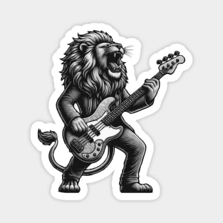 Lion Groove King: Roaring Bass [Gray Scale] Magnet