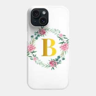 Floral Initial Wreath Monogram letter B Phone Case