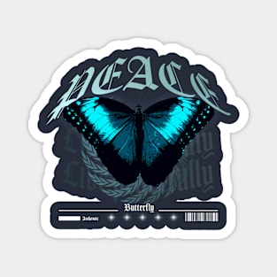 Peace butterfly streetwear t shirt design Magnet