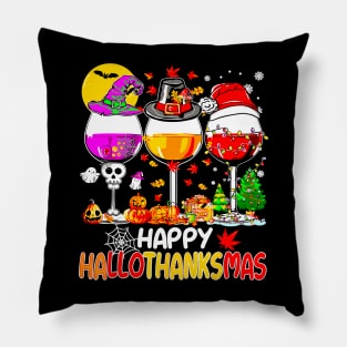 Halloween Thanksgiving Christmas Happy Hallothanksmas Pillow