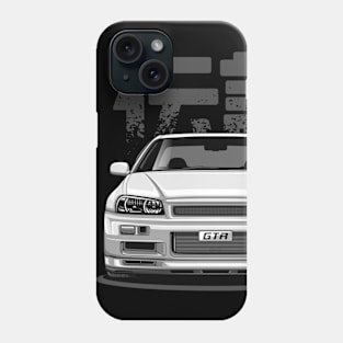 Skyline GTR R34 - Pearl White (Front View Design) Phone Case