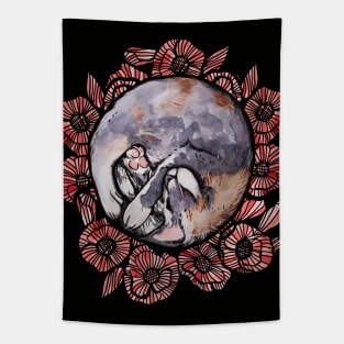 Red Poppy Dilute Calico Maine Coon Moon Cat Tapestry