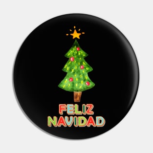 Painted Holiday Tree and Sugar Cookies Feliz Navidad Pin