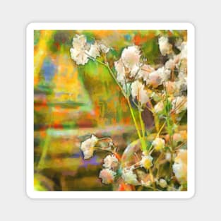 White Flowers. The watercolor style. Magnet