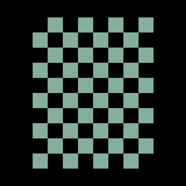 Tea Green and Black Chessboard Pattern by californiapattern 