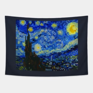 Pixely Starry Night Tapestry