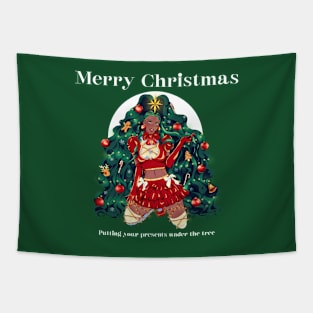 Christmas tree girl - cute version Tapestry