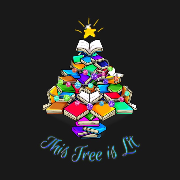 A Christmas Tree of Books That's Lit by numpdog