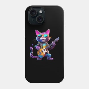 A Cat Who Is The Essence Of A Cool And Funky Guitarist Phone Case