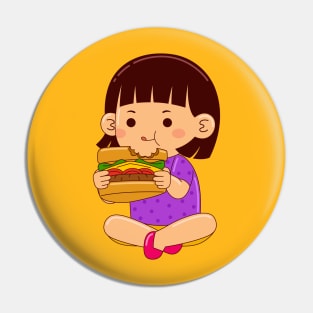 girl kids eating sandwich Pin