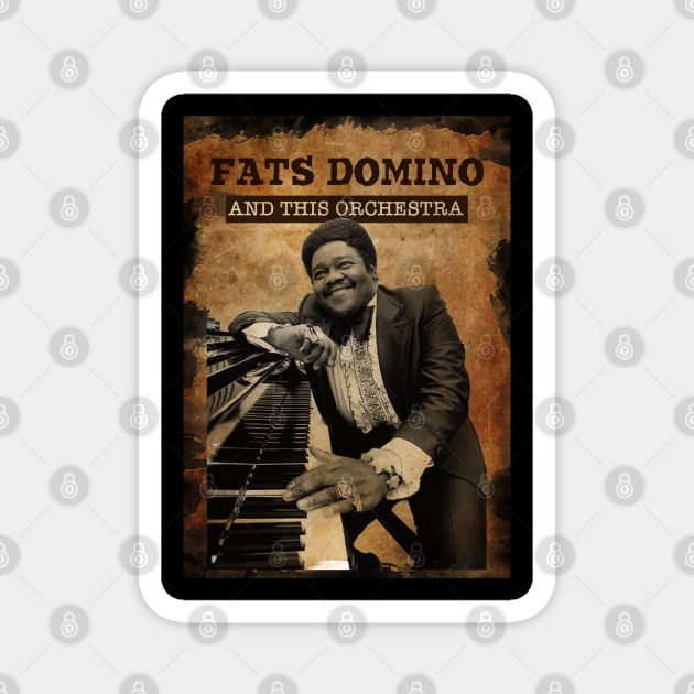 Vintage Old Paper 80s  Style Fats Domino And The Orchestra Magnet by Madesu Art