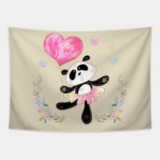 Panda ballerina love you Tapestry