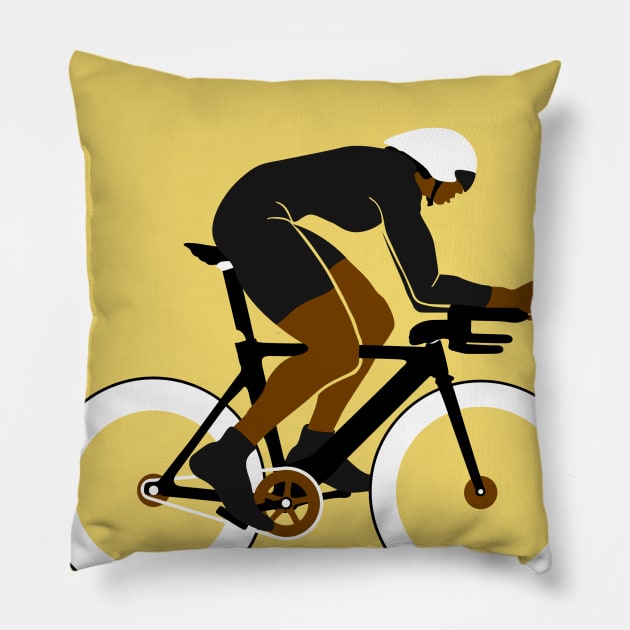 Watch Me Win Brown Skin Black Boy Joy Man Male Cycle Cyclist Bike Rider Athlete Sports Afro Kwanzaa Gift Design Pillow by Created by JR