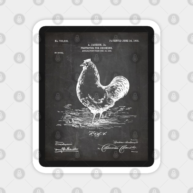 Chicken Hens Patent - Chef Cook Chicken Coop Art - Black Chalkboard Magnet by patentpress