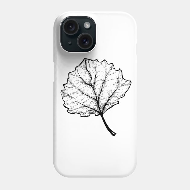 Monochrome Leaf Stipple Shaded Ink Drawing Phone Case by Boriana Giormova