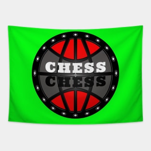 Chess Logo in Black, White and Red Tapestry