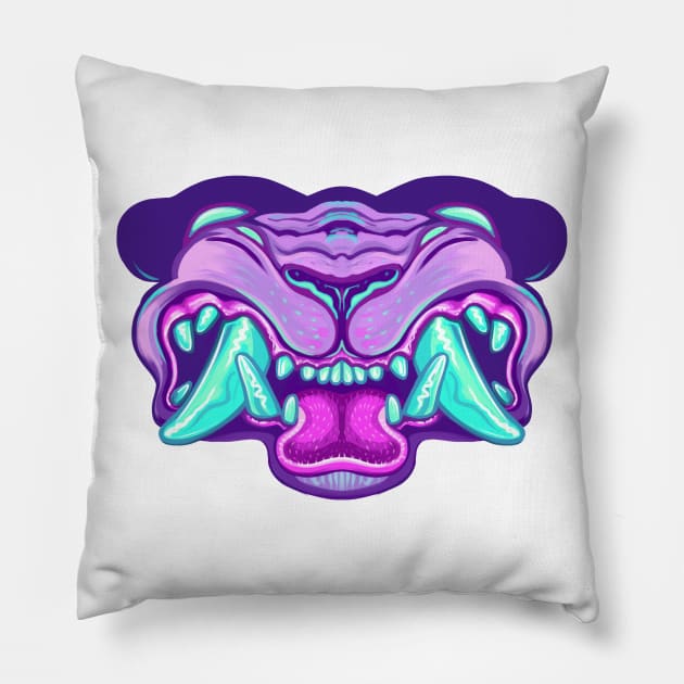 Neon Monster - White Pillow by hollowedskin