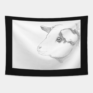 Goat pencil drawing greeting card by Nicole Janes Tapestry