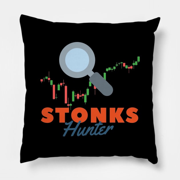 Stonks Hunter Pillow by Trader Shirts