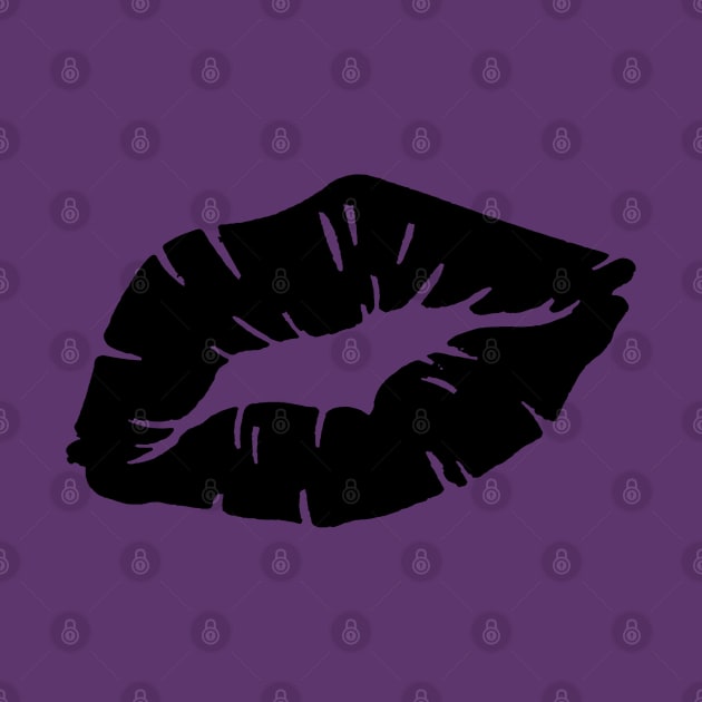 Beautiful Black Lipstick Kiss Isolated by taiche