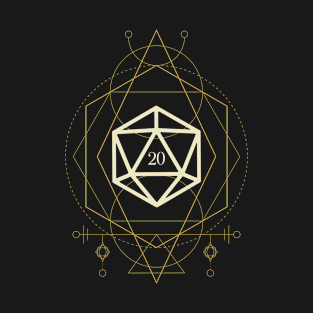 Esoteric Polyhedral D20 Dice Tarot Three T-Shirt