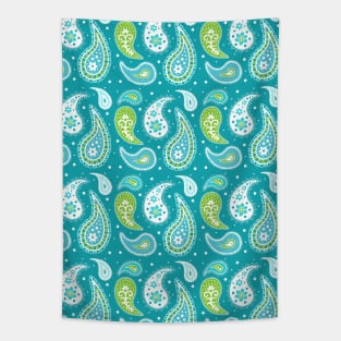 Lime Teal Paisley Pattern Tapestry