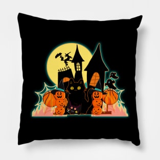 Halloween Haunted House Pillow