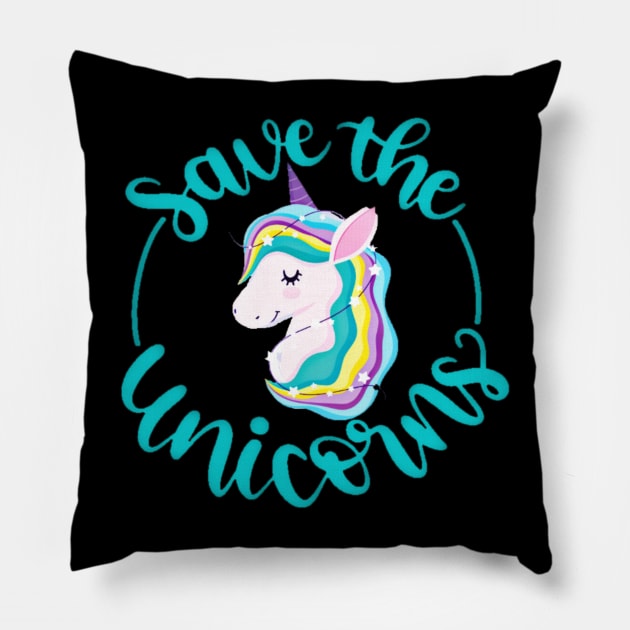 SAVE THE UNICORN Pillow by tzolotov