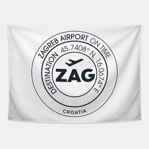 Airport ZAG ZAGREB Tapestry by Woohoo