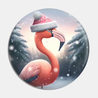 Cute Christmas Flamingo Pin