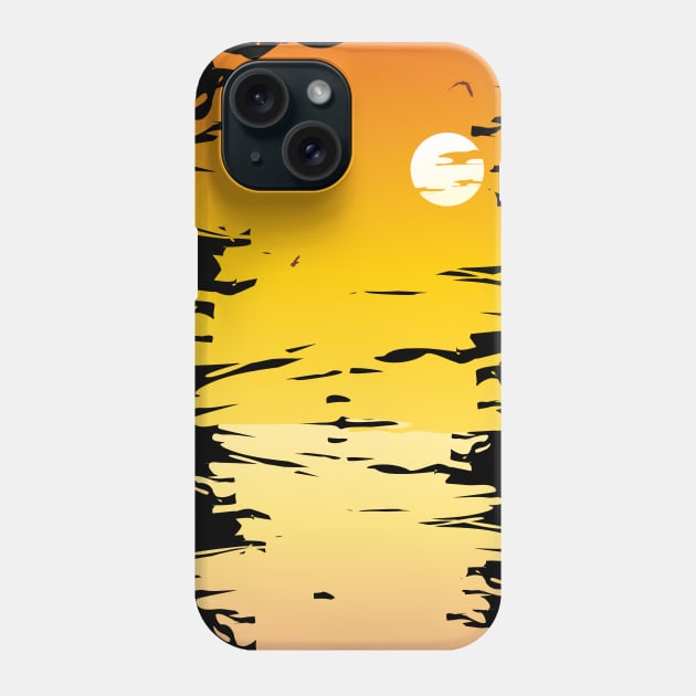 Sunset View Landscape Vacation Summer Birds Phone Case by Art by Ergate