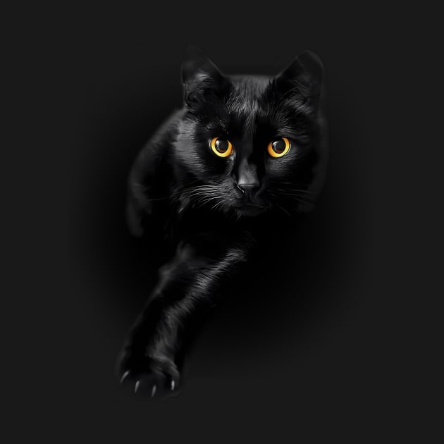 Black Cat Yellow Eyes Cats by SnugFarm