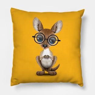 Cute Nerdy Kangaroo Wearing Glasses Pillow