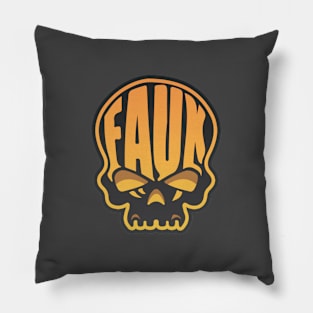 Faux Skull - Orange/Black Pillow