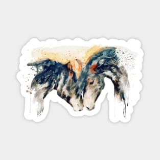 Wild Horses Watercolor Painting Magnet