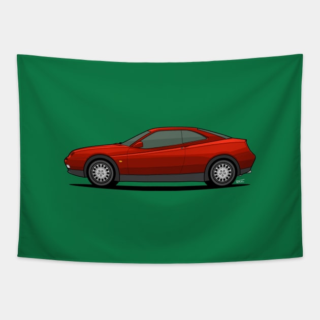 Alfa GTV side profile drawing Tapestry by RJW Autographics