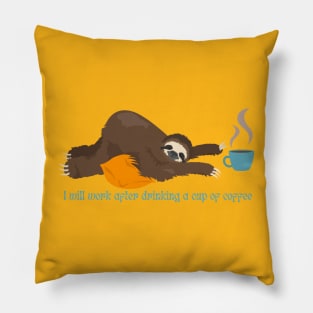 sloth coffee Pillow