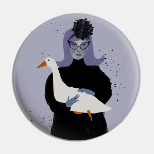 Lady holding a goose Pin