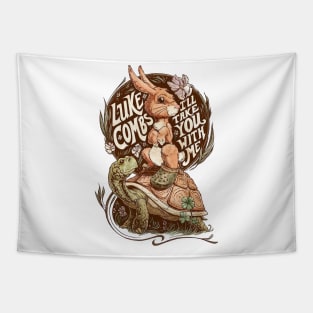 Vintage luke combs rabbit and turtle Tapestry