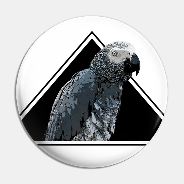 80s Retro African Grey Parrot Pin by BirdNerd