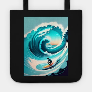 Surfer riding a wave Tote