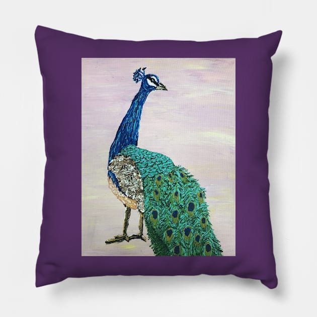 Peacock Pillow by hannahnking